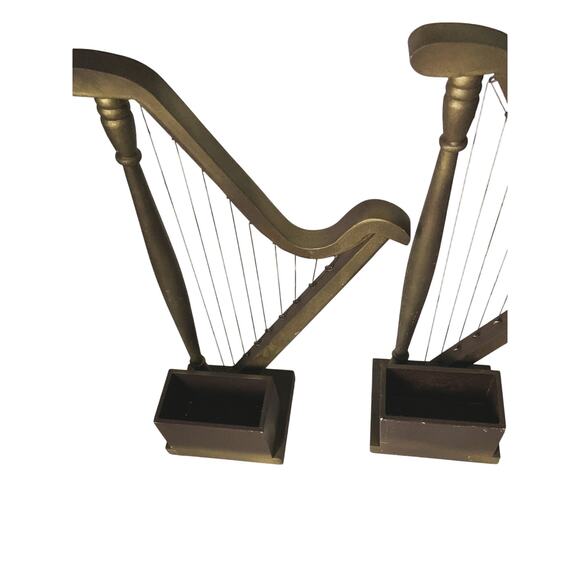 Vintage Wood Harp Planter Boxes - Elegant Home Decor - 18" - Picture 8 of 9